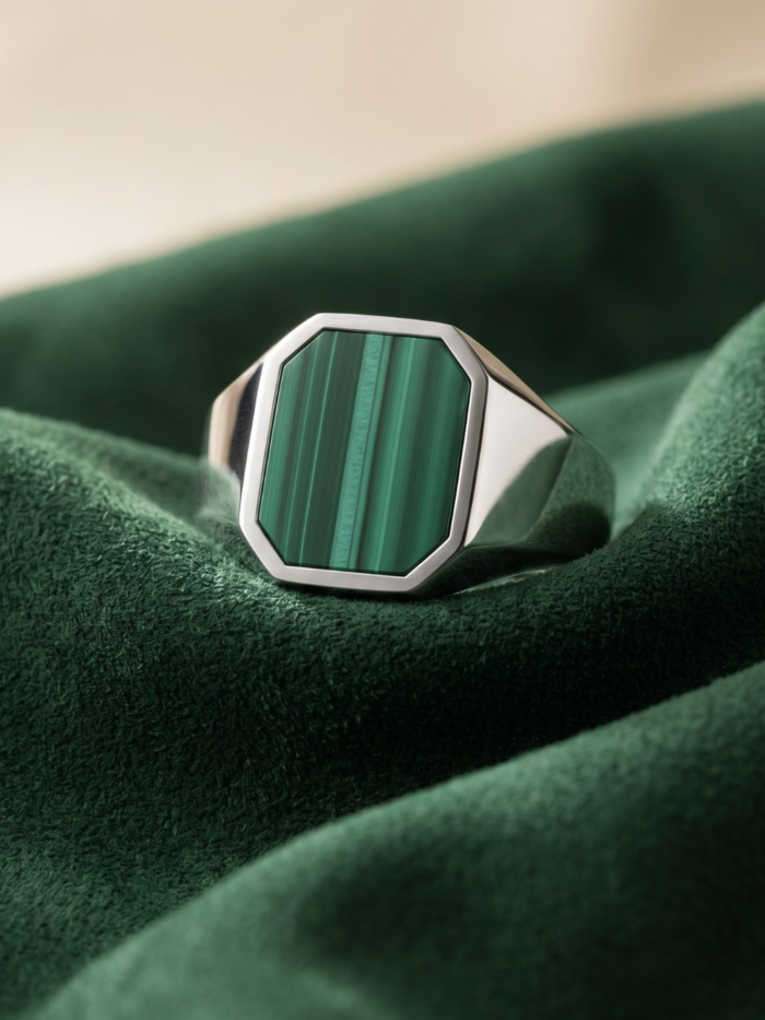 Silver Green Stone Ring